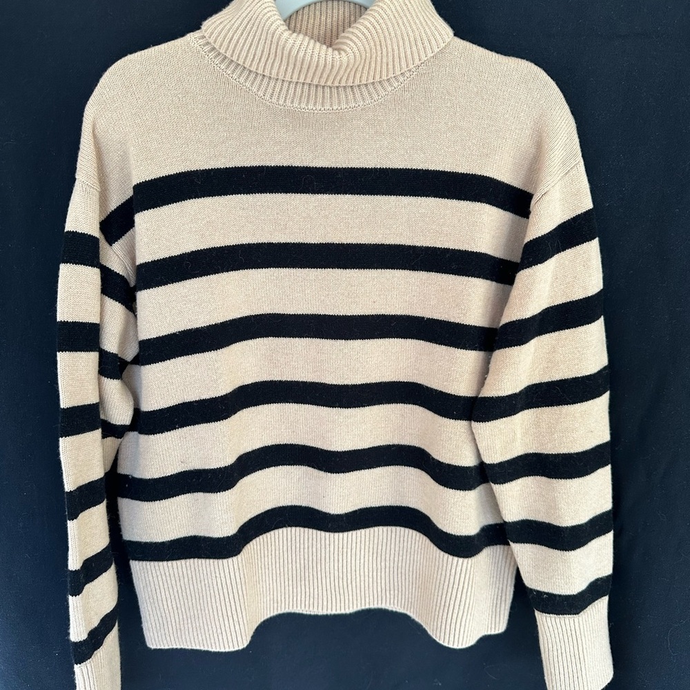 Striped Black and Tan LilySilk Women's Sweater